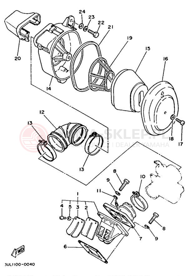 Schemat "Filtr powietrza" do Yamaha RT100F