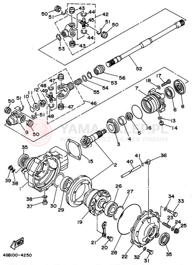 Schemat "Wał napędowy przód" do Yamaha BIG BEAR 4WD YFM350FWG_