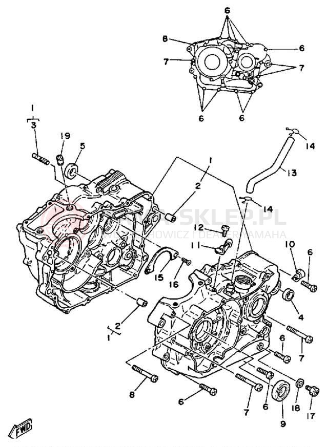 Schemat "Obudowa silnika" do Yamaha XT350N/XT350NC