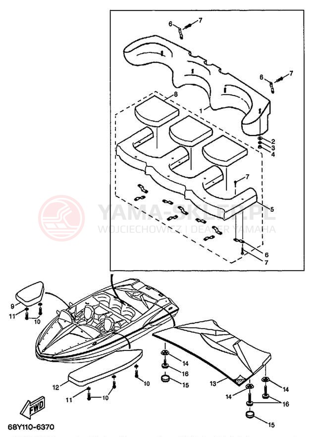 Schemat "Schowek pod siedzeniem," do Yamaha XR1800 XRT1200Z