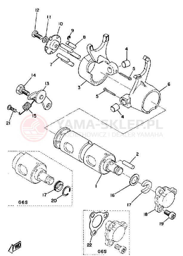 Schemat "Dźwignia zmiany biegów, wałek" do Yamaha G6S