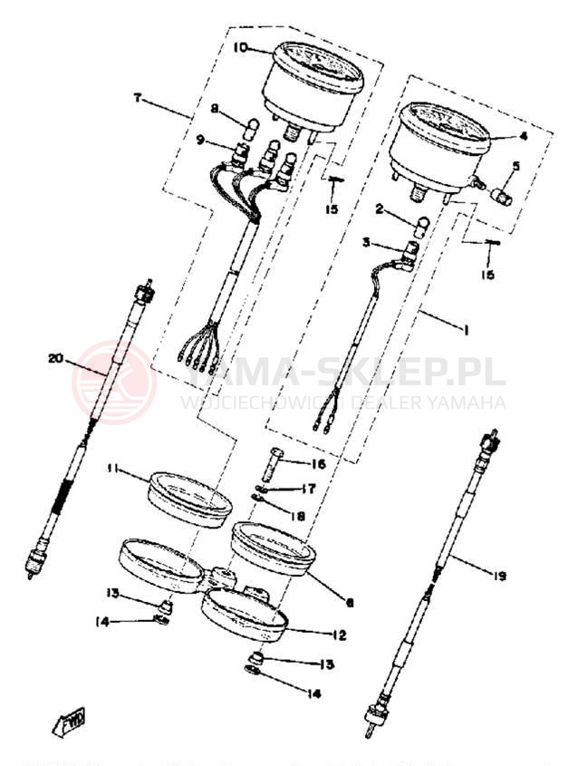 Schemat "Przędkościomierz" do Yamaha DT250C/DT400C