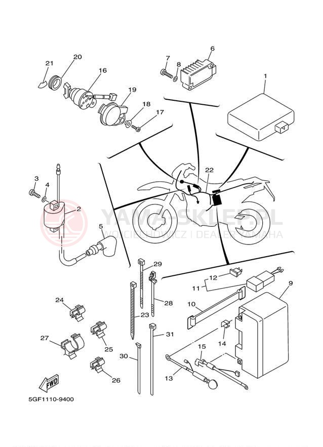 Schemat "układ elektryczny" do Yamaha TTR250 TTR250M/TTR250MC
