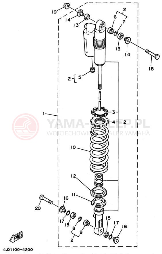 Schemat "zawieszenie tył" do Yamaha WR250ZH