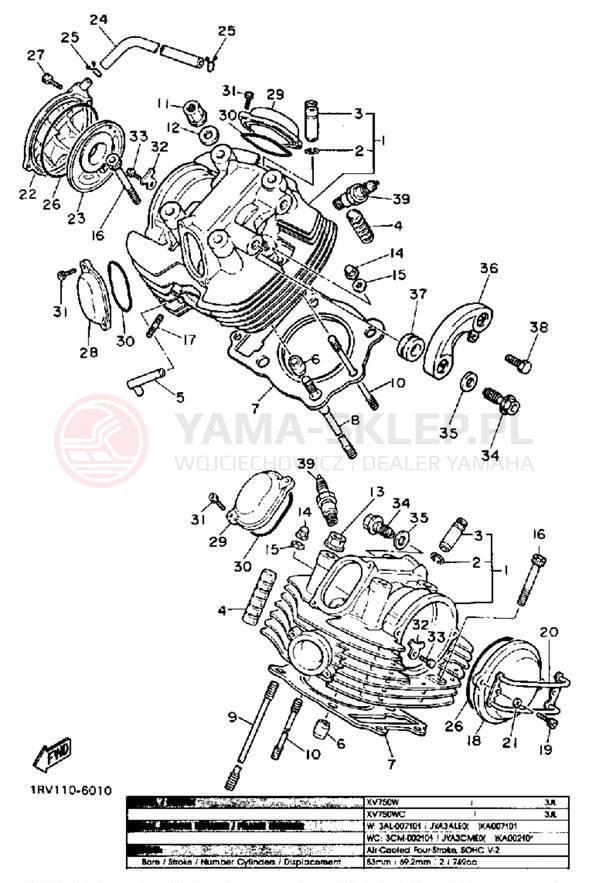 Schemat "głowica" do Yamaha VIRAGO 750 XV750W/XV750WC