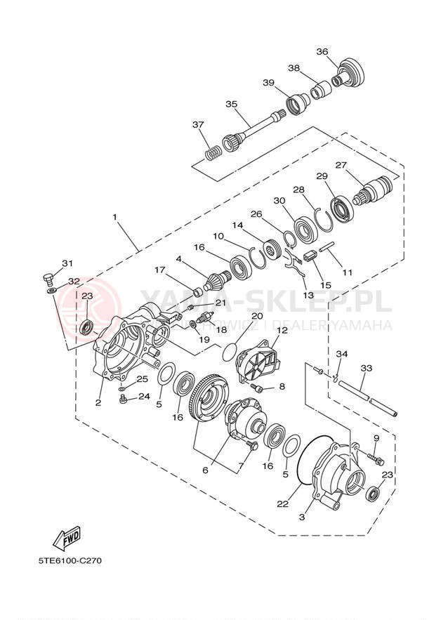 Schemat "Wał napędowy przód" do Yamaha GRIZZLY 350 4WD YFM35FGW