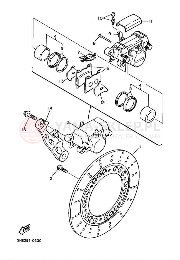 Schemat "Zacisk hamulcowy tylny" do Yamaha FZR600RJ/FZR600RJC
