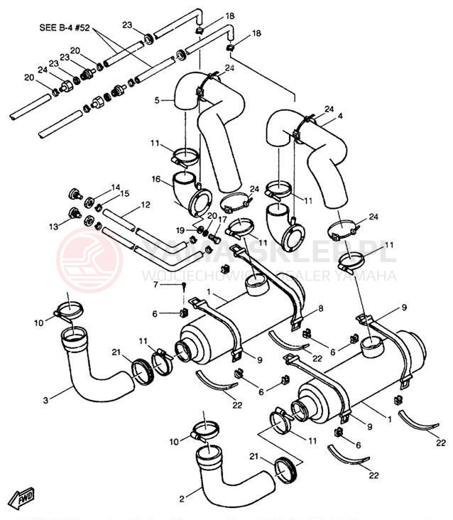 Schemat "Wydech końcowy" do Yamaha EXCITER EXT1100W