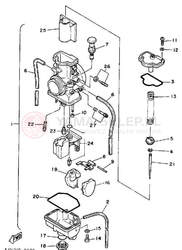 Schemat "Gaźnik" do Yamaha YZ125D1