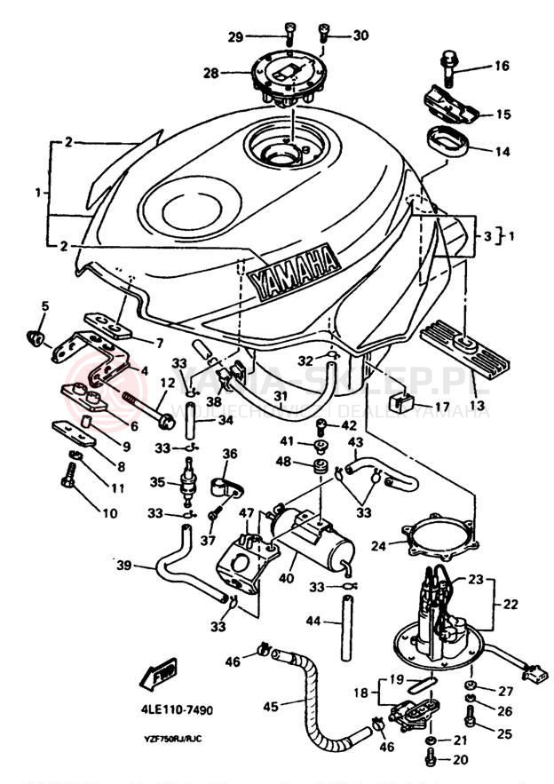 Schemat "zbiornik paliwa" do Yamaha YZF750RKC/YZF750RK