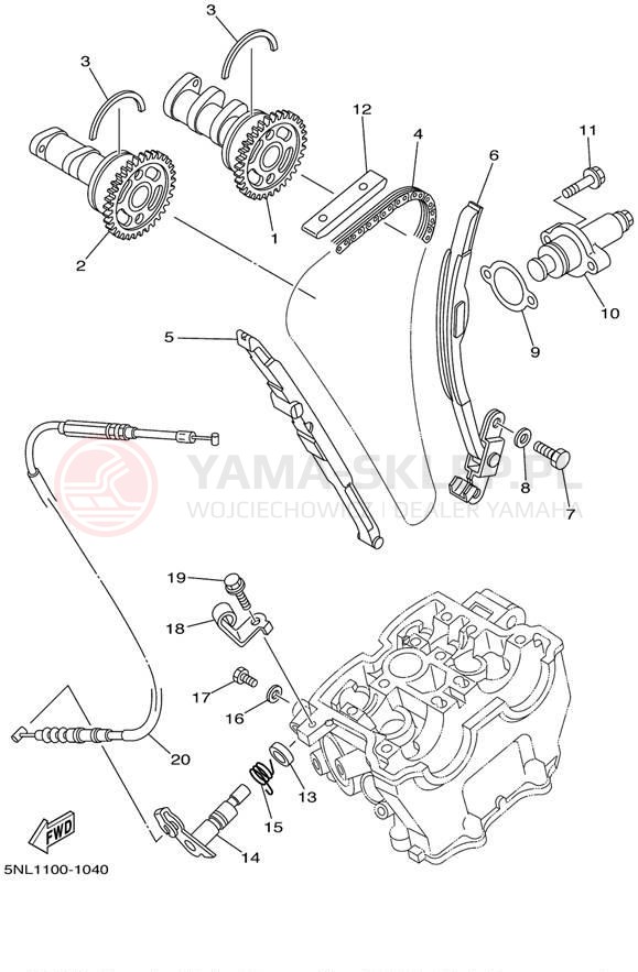 Schemat "Rozrząd - łańcuszek" do Yamaha WR250F WR250FN