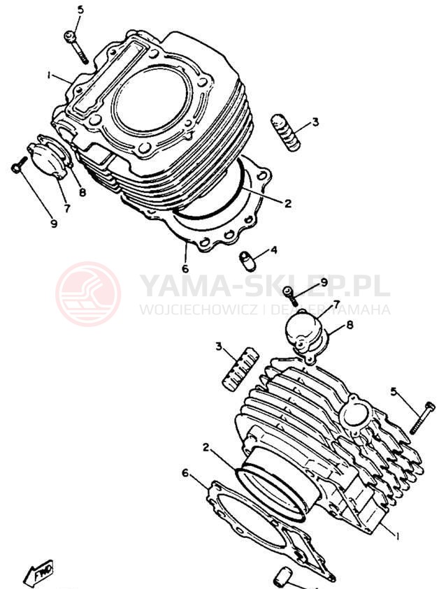 Schemat "cylinder" do Yamaha VIRAGO 750 XV750E/XV750EC