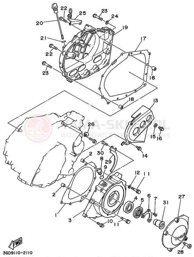 Schemat "Pokrywa silnika" do Yamaha WARRIOR YFM350XR/YFM350XRC