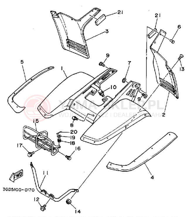 Schemat "Błotnik przód" do Yamaha WARRIOR YFM350XD_M