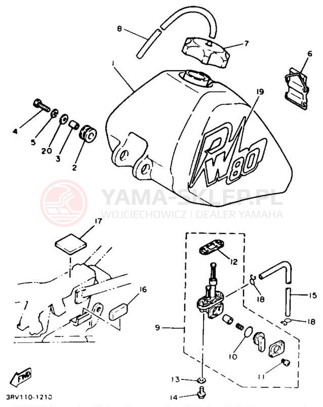 Schemat "zbiornik paliwa" do Yamaha Y-ZINGER PW80B