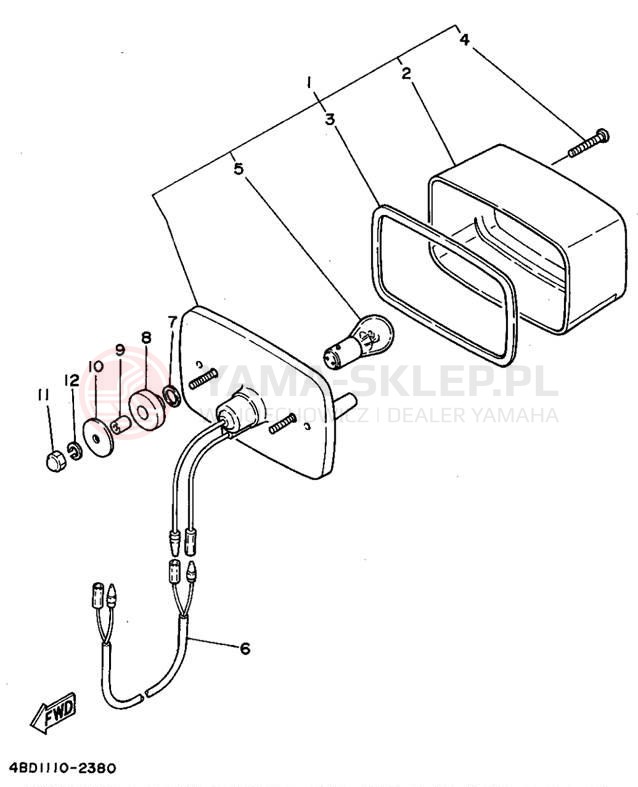 Schemat "lampa tył" do Yamaha TIMBERWOLF 2WD YFB250F