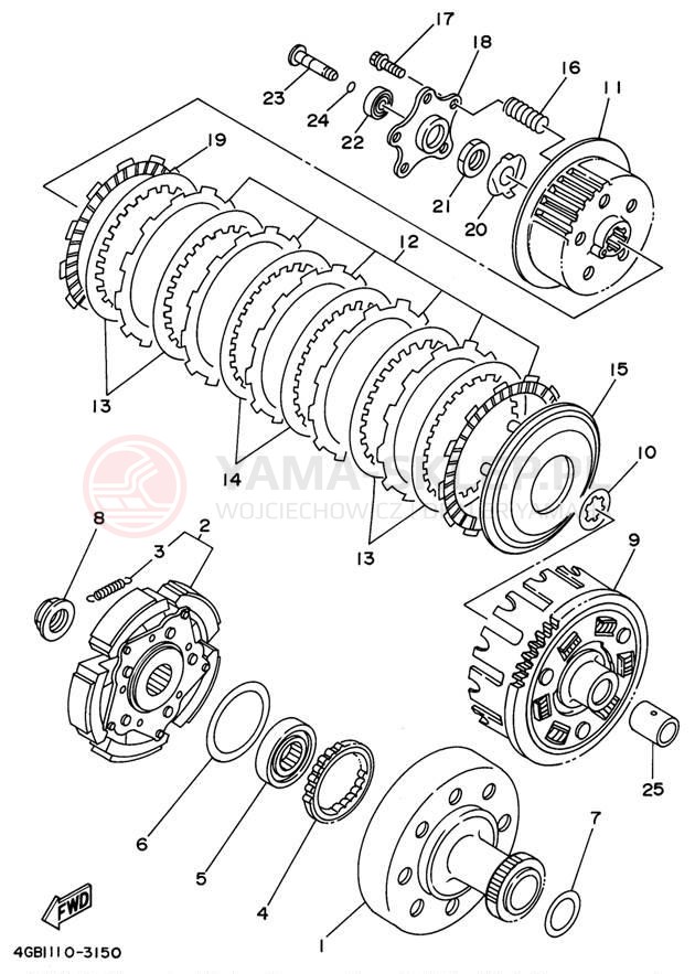 Schemat "sprzęgło" do Yamaha KODIAK 4WD YFM400FWG_