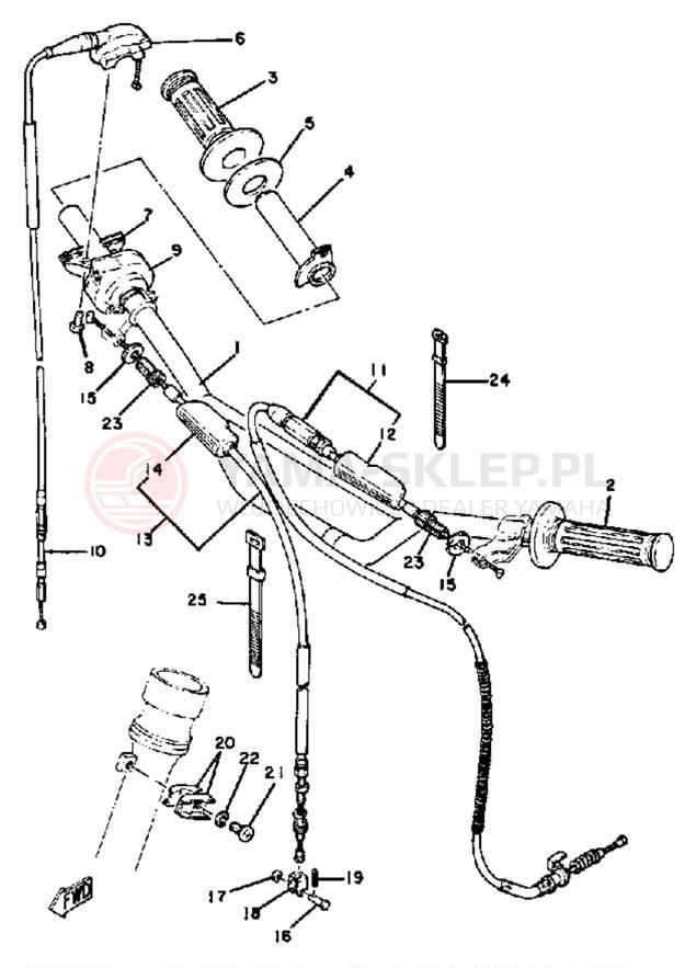 Schemat "Kierownica i osprzęt" do Yamaha YZ250G
