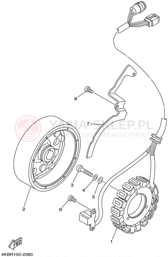 Schemat "prądnica" do Yamaha WOLVERINE YFM350FXP