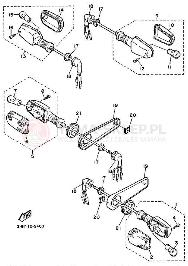 Schemat "kierunkowskazy" do Yamaha FZR600AC