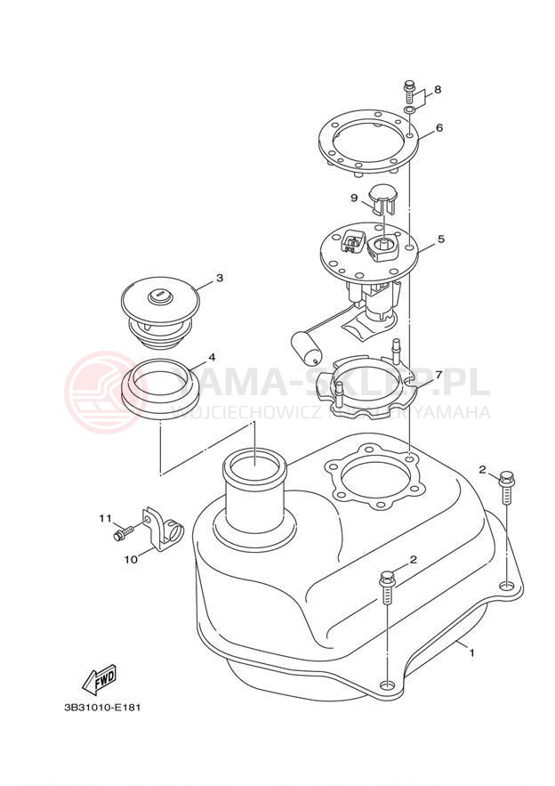 Schemat "zbiornik paliwa" do Yamaha C3 XF50ZB