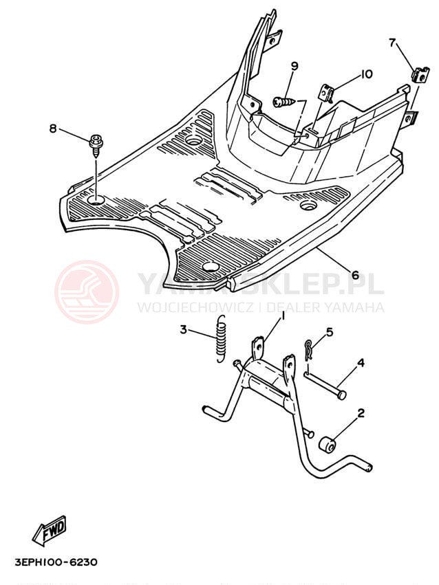 Schemat "Stopka postojowa i podnóżki" do Yamaha RAZZ SH50L