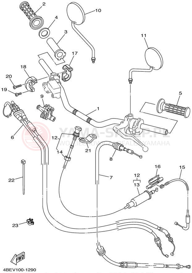 Schemat "Kierownica i osprzęt" do Yamaha XT225 XT225N/XT225NC