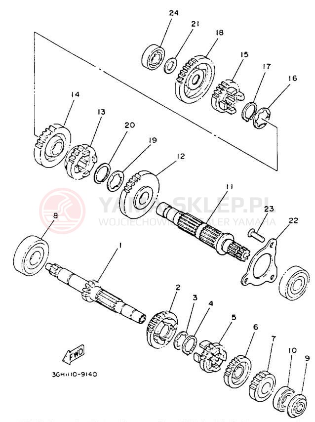 Schemat "Skrzynia biegów " do Yamaha TIMBERWOLF 2WD YFB250E