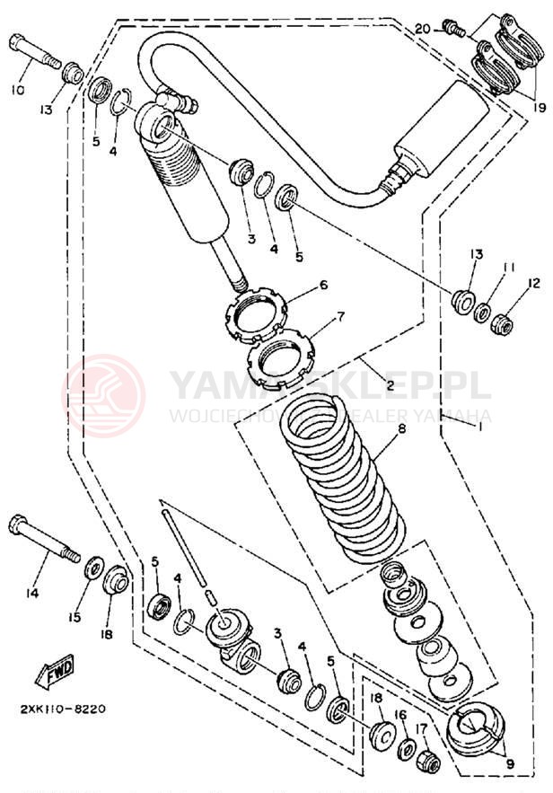 Schemat "zawieszenie tył" do Yamaha WARRIOR YFM350XA