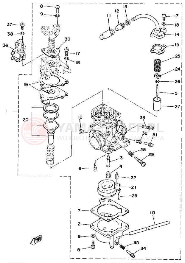 Schemat "Gaźnik" do Yamaha LC50G