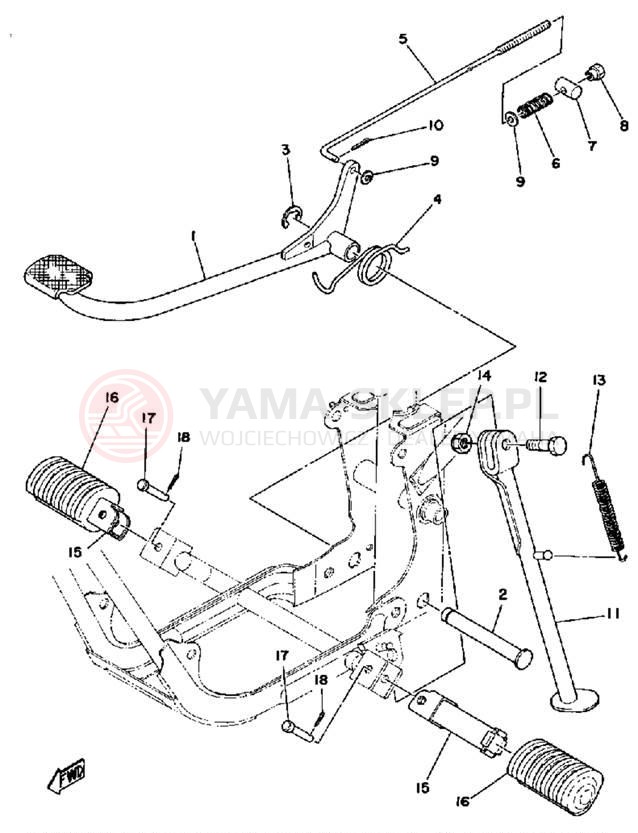 Schemat "Stopka postoj., dźw. Hamulca tył" do Yamaha GTMXF
