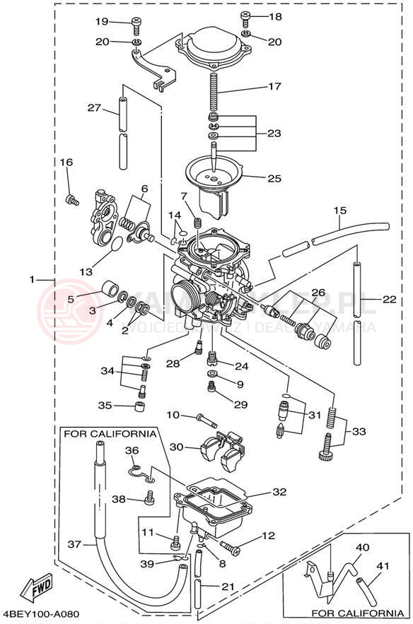 Schemat "Gaźnik" do Yamaha XT225 XT225P/XT225PC