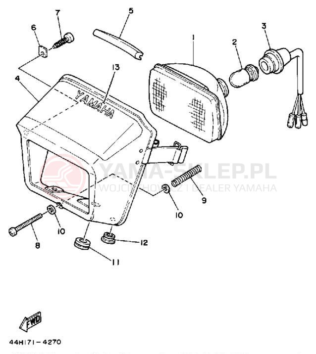 Schemat "Lampa przód" do Yamaha TRIALS TY350S