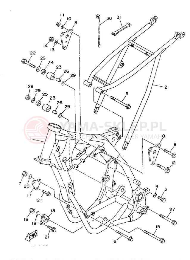 Schemat "rama" do Yamaha YZ250E
