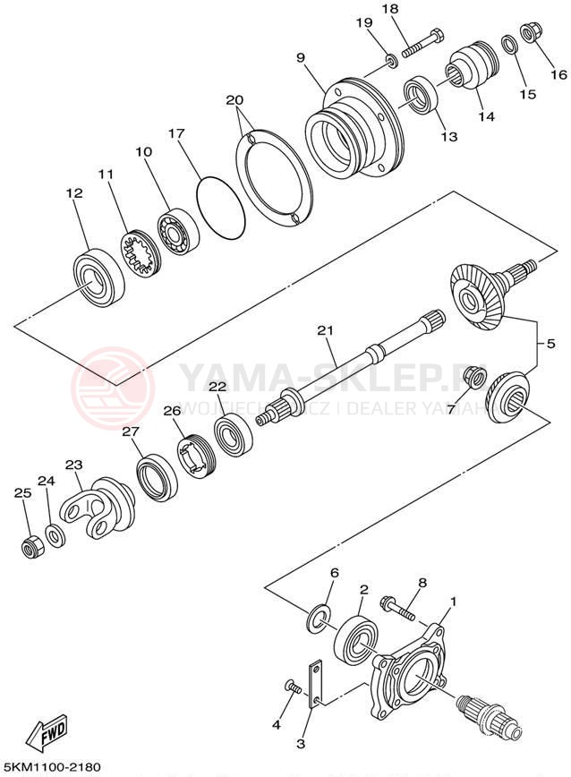 Schemat "Przeniesienie napędu" do Yamaha GRIZZLY 660 YFM660FP