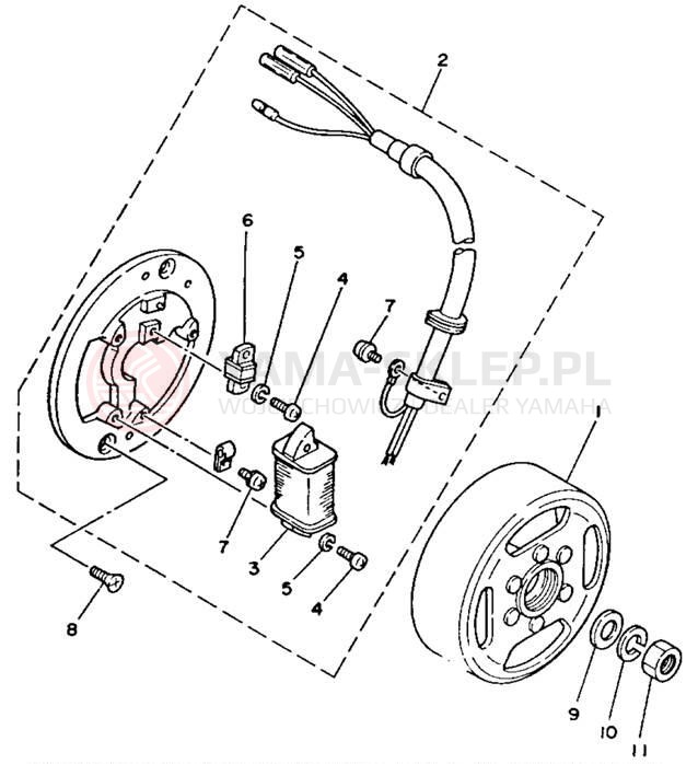 Schemat "prądnica" do Yamaha RT100F