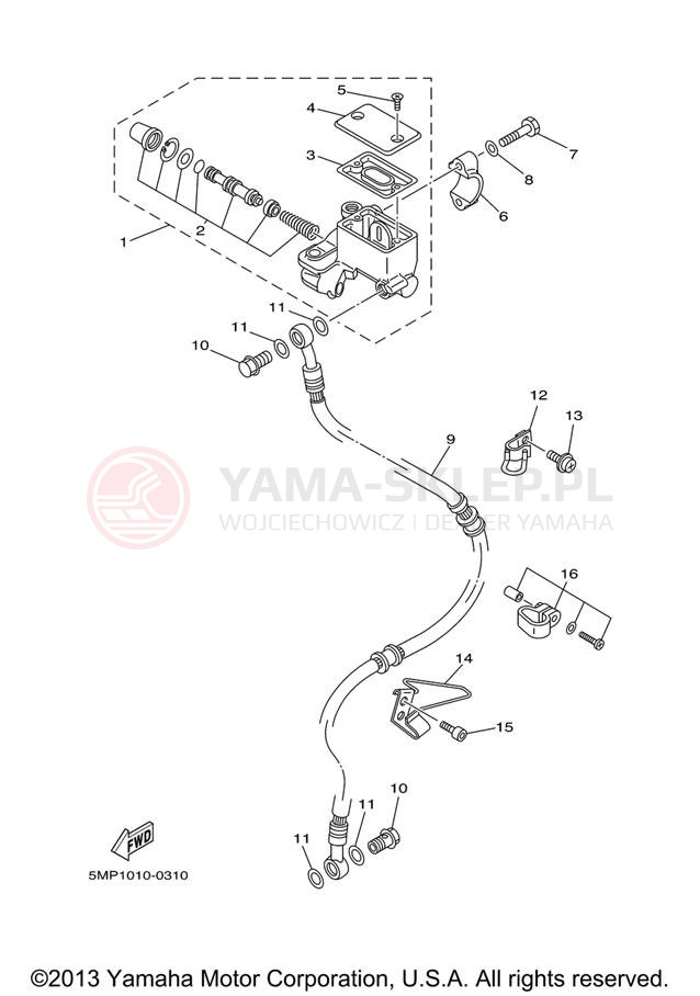Schemat "Pompa hamulcowa przednia" do Yamaha XT225 XT225V/XT225VC