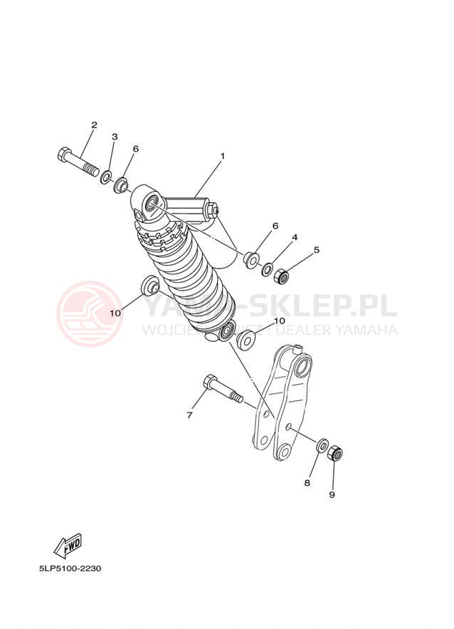 Schemat "zawieszenie tył" do Yamaha 660R RAPTOR YFM660RT