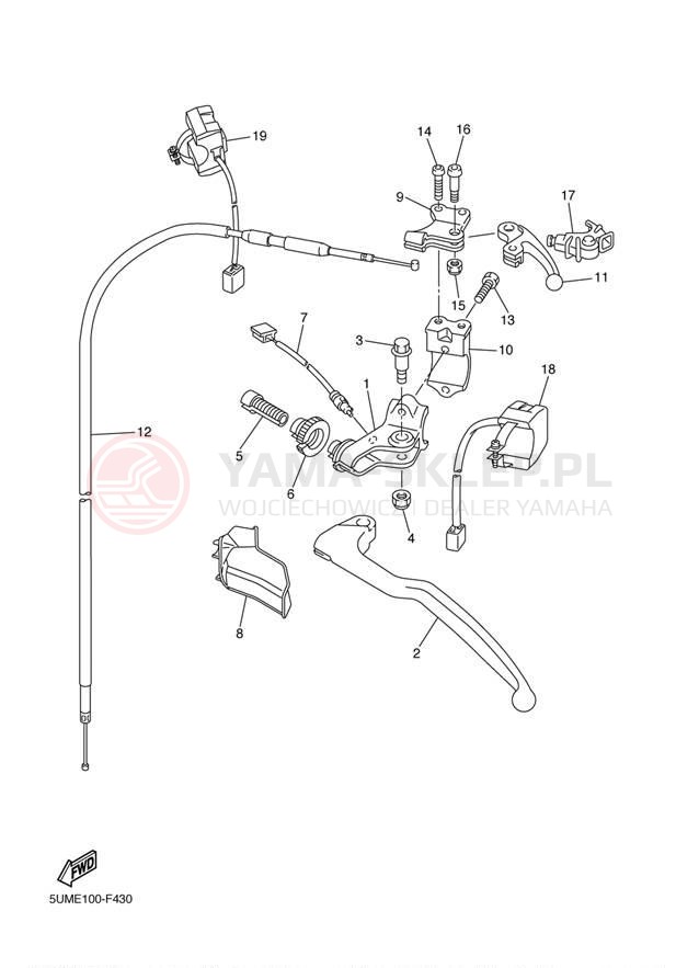 Schemat "Kierownica i osprzęt" do Yamaha WR250F WR250FW