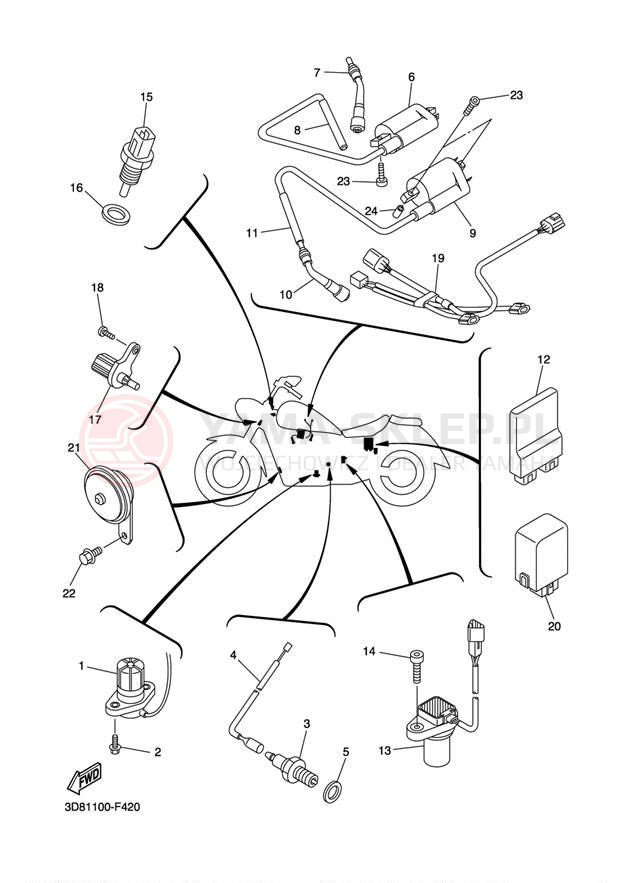 Schemat "układ elektryczny" do Yamaha V STAR 1300 XVS13AW/XVS13AWC