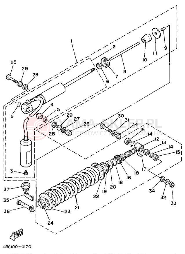 Schemat "zawieszenie tył" do Yamaha IT200N