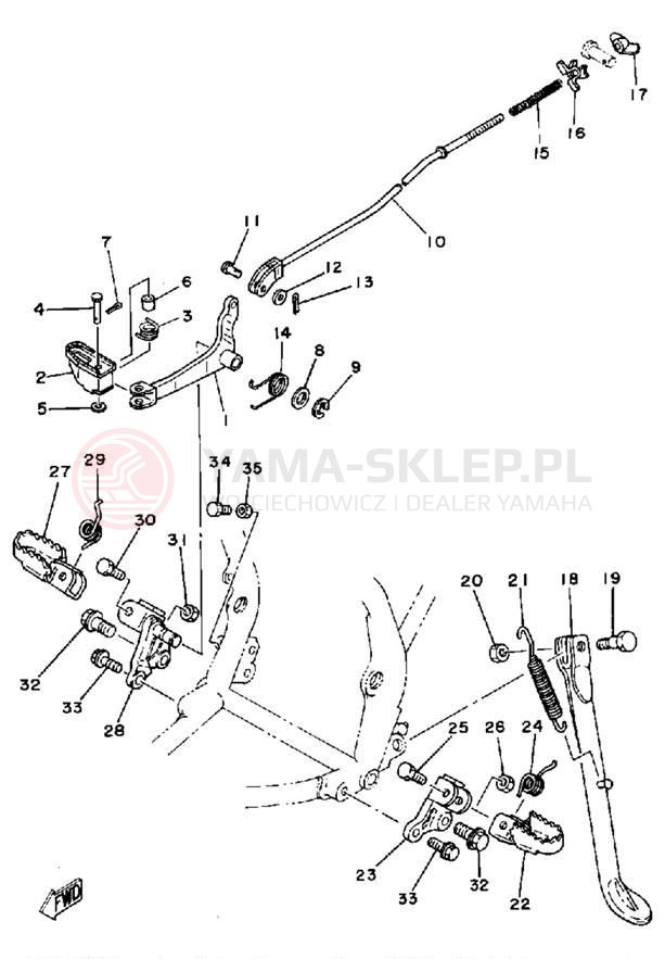 Schemat "Stopka postojowa i podnóżki" do Yamaha IT175G