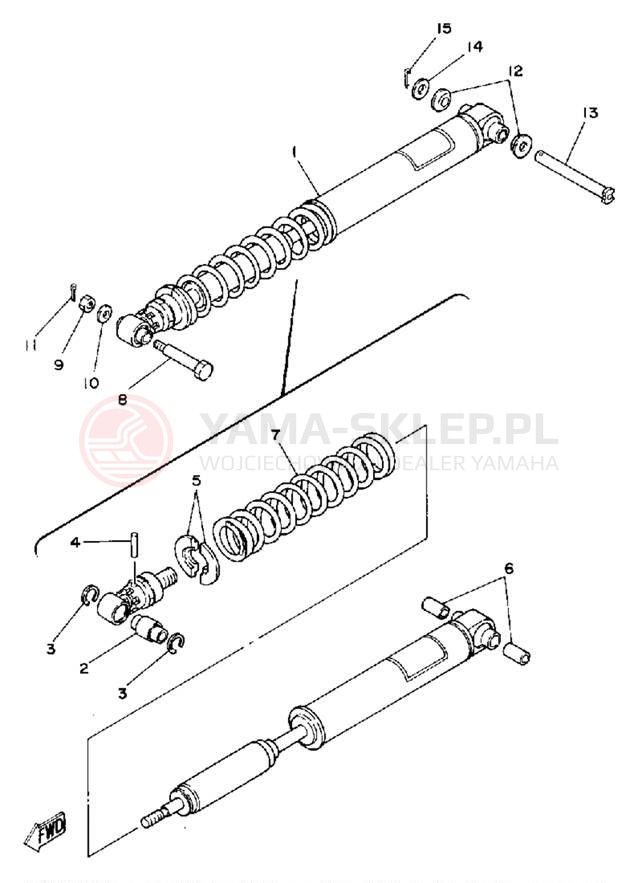 Schemat "zawieszenie tył" do Yamaha TZ125G