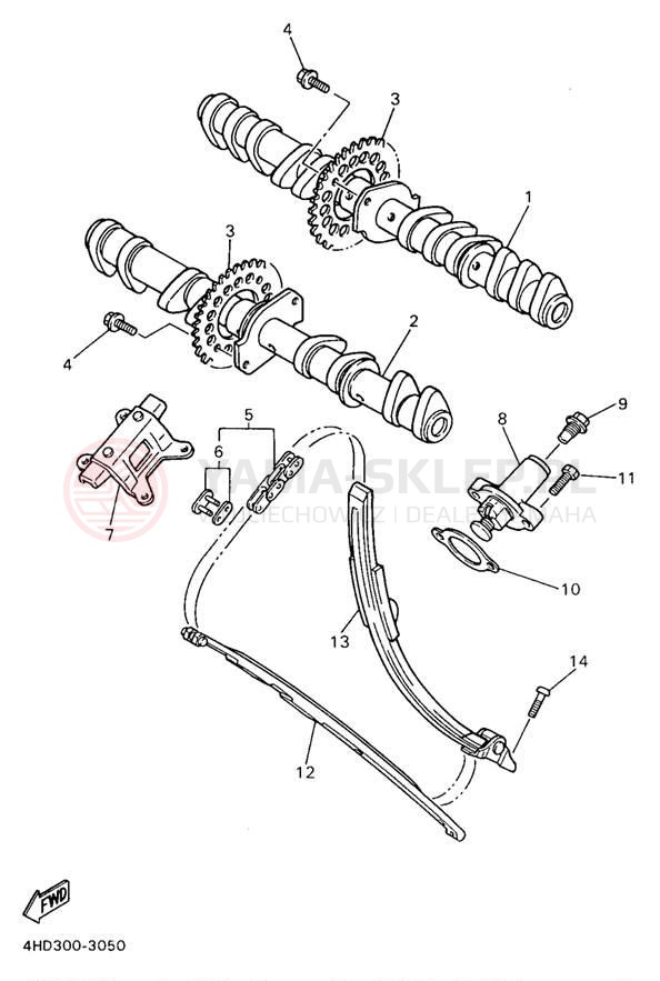 Schemat "Rozrząd - łańcuszek" do Yamaha YZF750 YZF750RJC/YZF750RJ