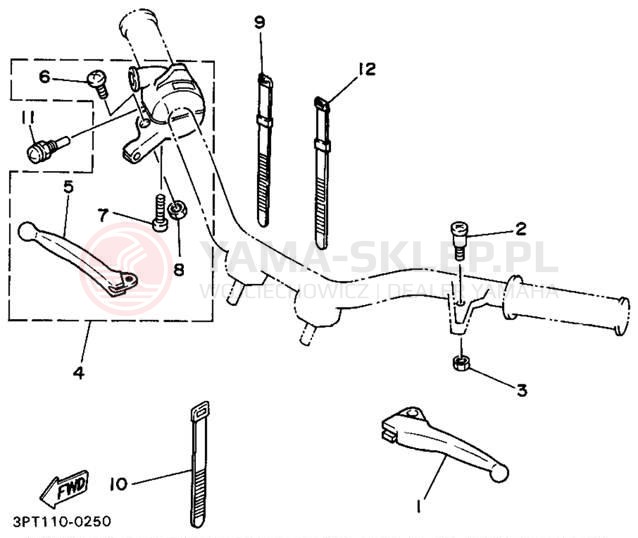 Schemat "Kierownica i osprzęt" do Yamaha Y-ZINGER PW50G
