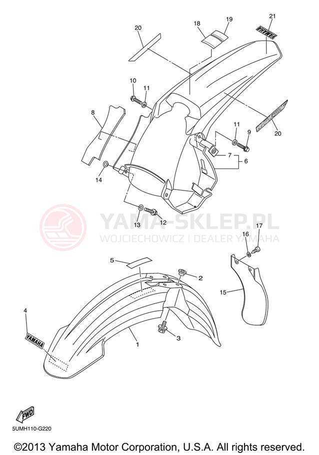 Schemat "błotnik" do Yamaha WR250FX WR250FX