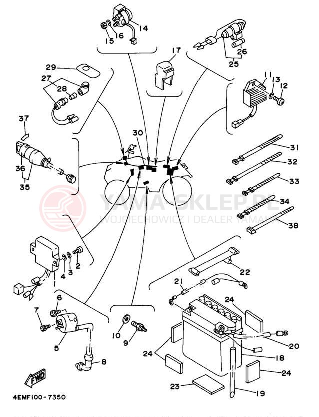 Schemat "układ elektryczny" do Yamaha BADGER YFM80L