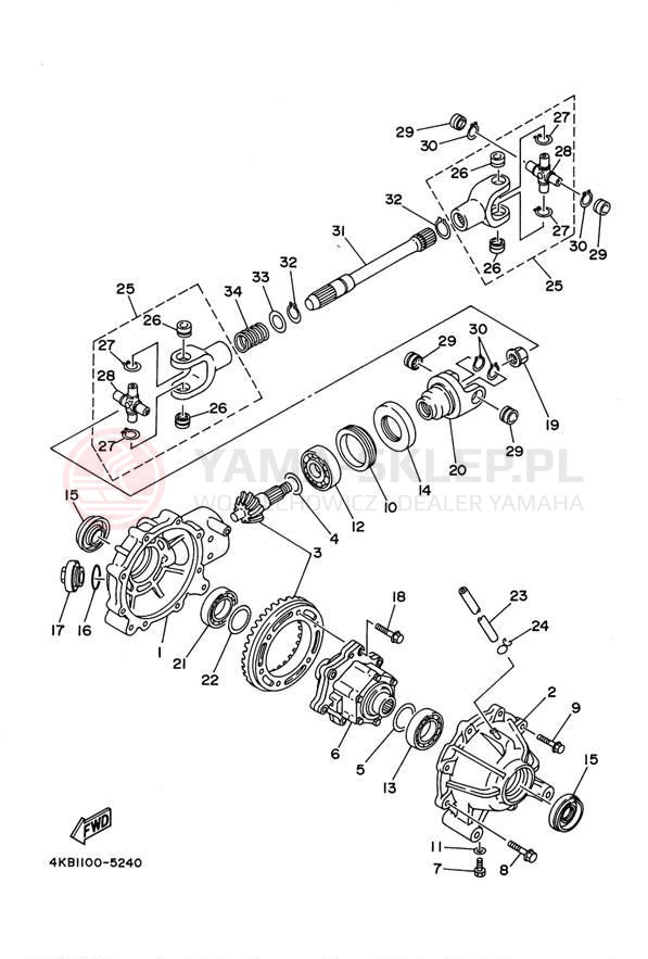 Schemat "Wał napędowy przód" do Yamaha WOLVERINE 4WD YFM350FXH