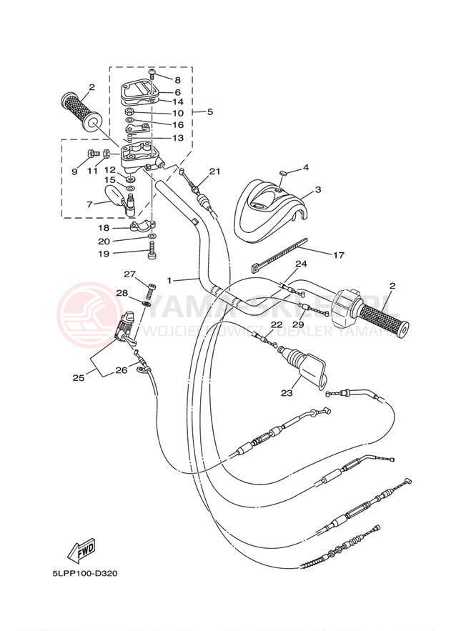 Schemat "Kierownica i osprzęt" do Yamaha 660R RAPTOR YFM660RT