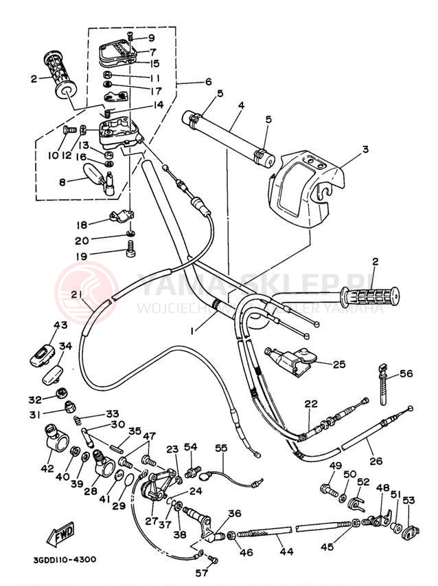 Schemat "Kierownica i osprzęt" do Yamaha WARRIOR YFM350XJ_M/YFM350XJ